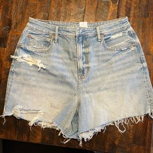 American Eagle Outfitters Women's Ripped Jean Shorts - Light Blue